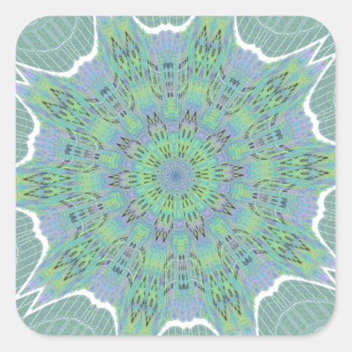Cool Green Floral pattern Square Sticker