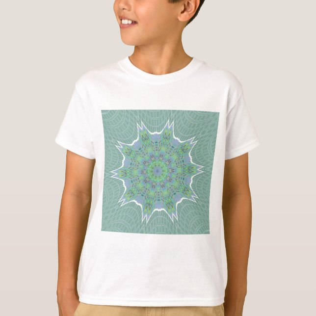 Cool Green Floral pattern T-Shirt (Front)