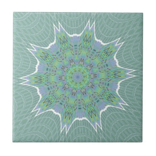Cool Green Floral pattern Tile