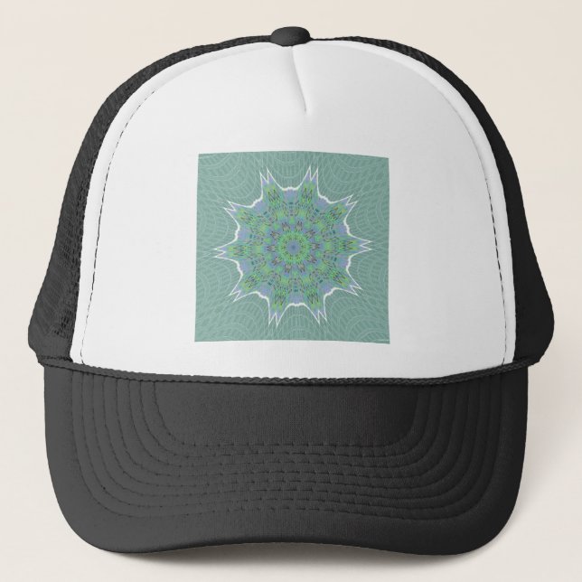 Cool Green Floral pattern Trucker Hat (Front)