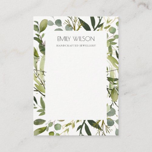COOL GREEN FOLIAGE WREATH FRAME NECKLACE DISPLAY BUSINESS CARD