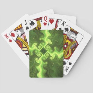 Cool Green Fractal Art Poker Cards