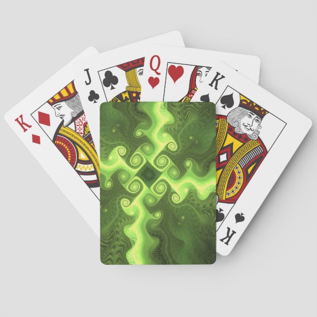 Cool Green Fractal Art Poker Cards (Back)
