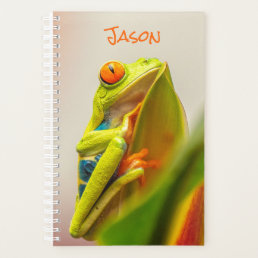 Cool Green Frog with Red Eyes Photo Personalized Planner