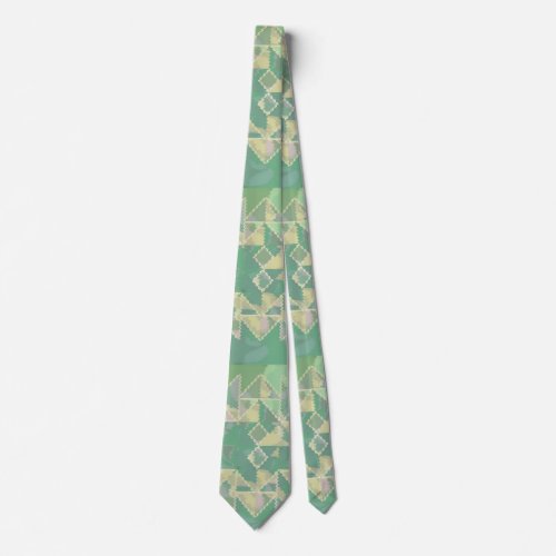 Cool Green Geometric Wavy Pattern Tie