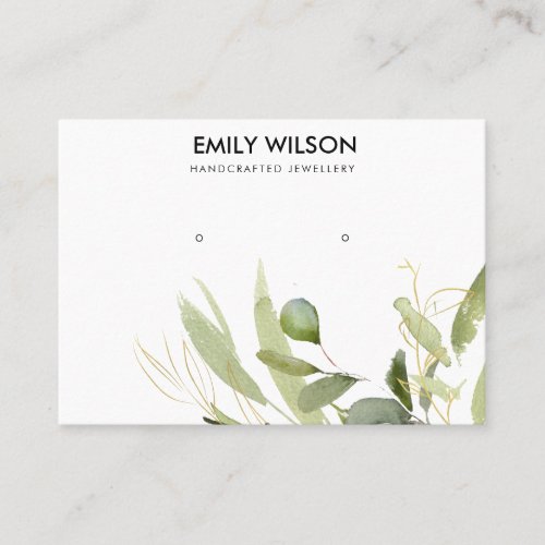 COOL GREEN GOLD FOLIAGE GROVE EARRING DISPLAY BUSI BUSINESS CARD