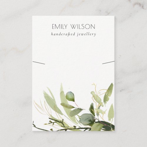 COOL GREEN GOLD FOLIAGE GROVE NECKLACE DISPLAY BUSINESS CARD