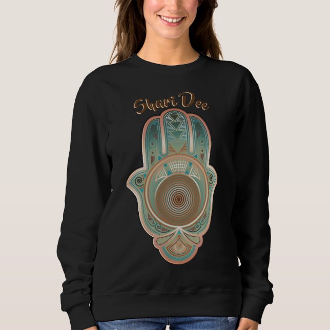 Cool Green Hamsa Hand Personalized Sweatshirt (Front)