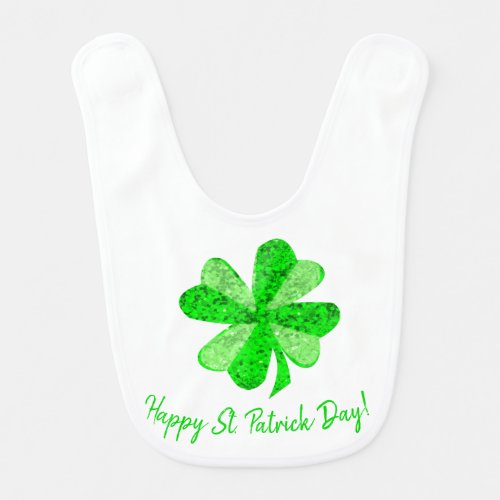 Cool Green Irish Shamrock Clover St Patricks Day Baby Bib