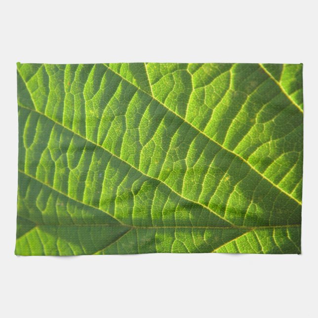 Cool Green Leaf Pattern Kitchen Towel (Horizontal)