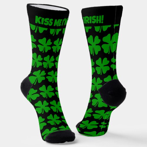 Cool green lucky clover St Patricks Day party Socks