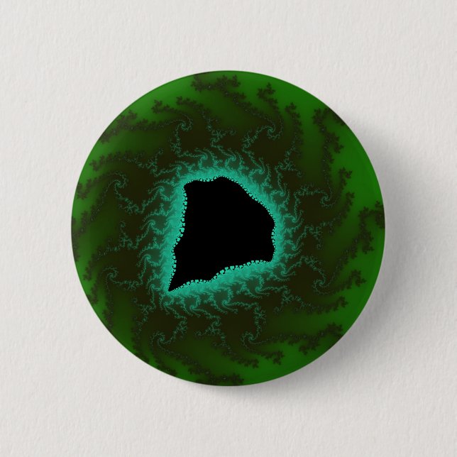 Cool Green Mandelbrot Fractal Art Button (Front)
