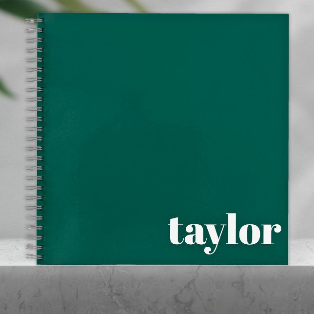 Cool Green Modern Minimalist Trendy Personalized Notebook (Creator Uploaded)