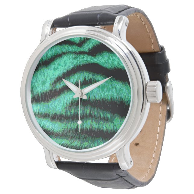 Cool green neon tiger stripes watch (Angled)