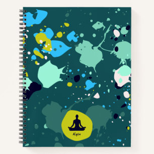 Cool Green Paint Splatter Name Yoga Exercise Noteb Notebook