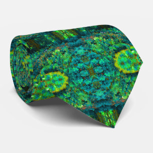 Cool Green Panoramic Garden Flowers View Neck Tie