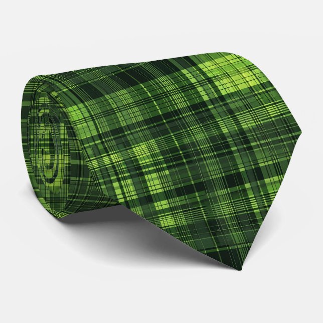 Cool green plaid tiled pattern  neck tie (Rolled)
