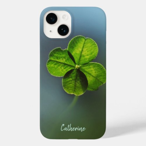 Cool Green Real Lucky Four Leaf Clover with Name Case_Mate iPhone 14 Case
