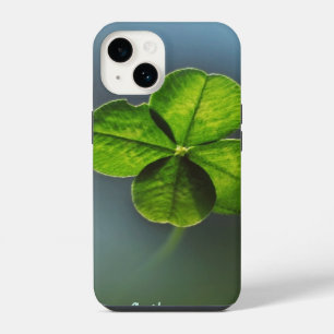 Cool Green Real Lucky Four Leaf Clover with Name iPhone 14 Case