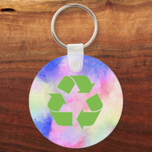 Cool Green Recycle Logo Reduce Re-use Re-Cycle Keychain