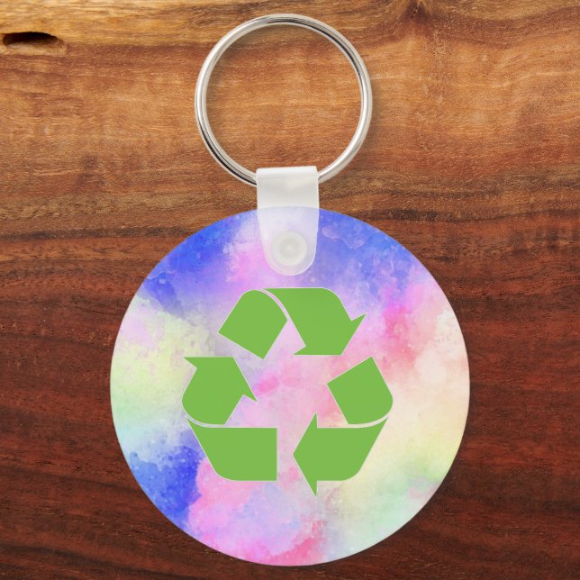 Cool Green Recycle Logo | Reduce Re-use Re-Cycle Keychain (Front)