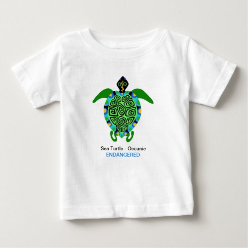  Cool Green Sea TURTLE _ Endangered species Baby T_Shirt