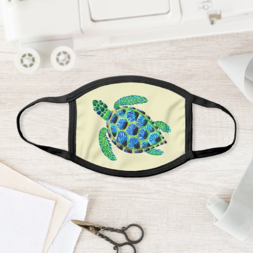 cool green sea turtle in acrylic face mask