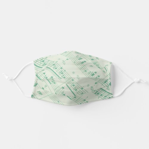 Cool Green Sheet Music Pattern Adult Cloth Face Mask