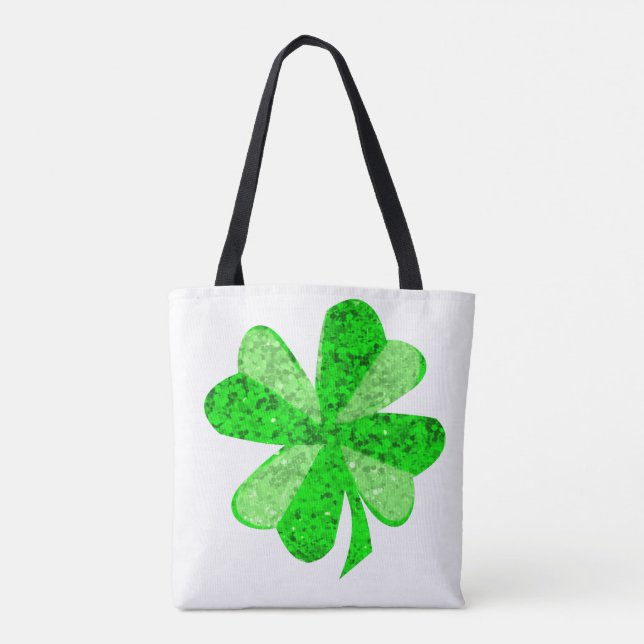 Cool Green Shimmering Shamrock St. Patrick's Day Tote Bag (Back)