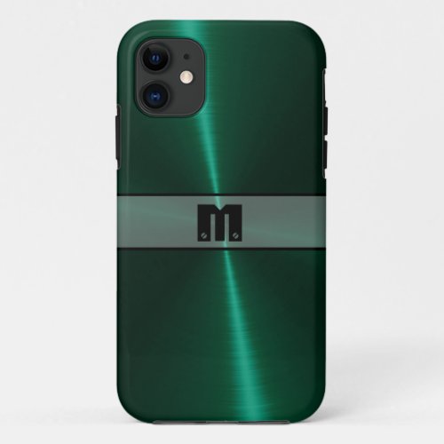Cool Green Shiny Stainless Steel Metal 14 iPhone 11 Case