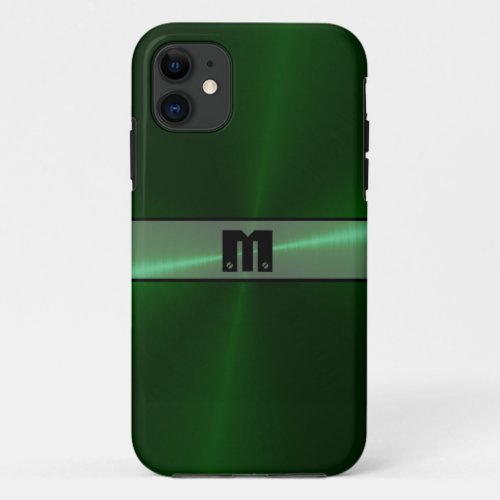 Cool Green Shiny Stainless Steel Metal 7 iPhone 11 Case