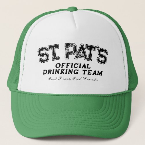 Cool green St Pats drinking team trucker hat