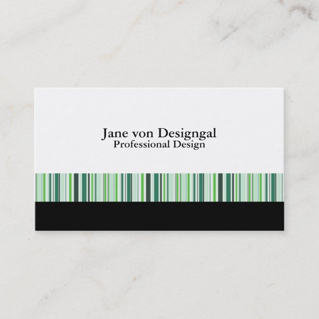 Cool Green Stripes Business Card (Front)