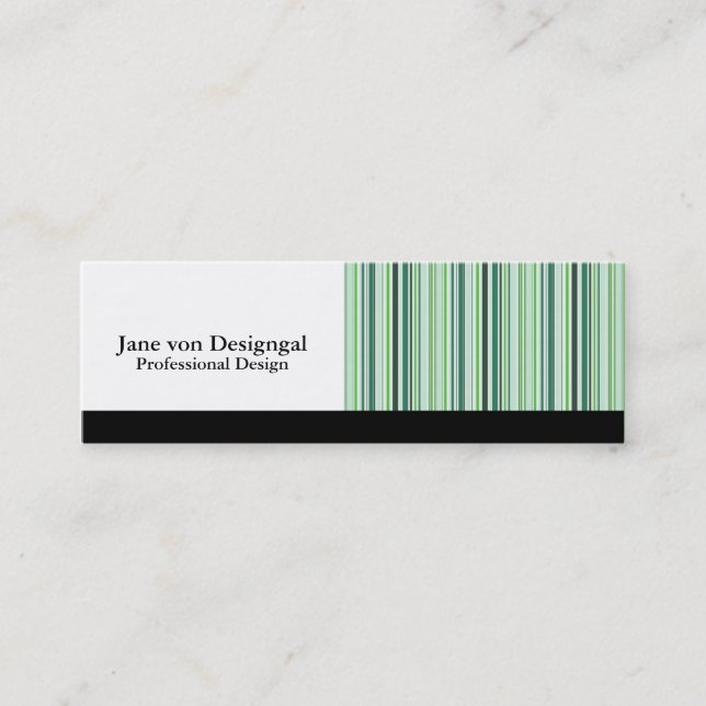 Cool Green Stripes Mini Business Card (Front)