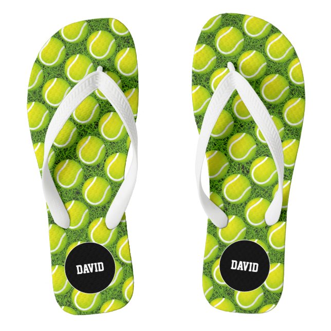 Cool Green Tennis Pattern Sport Gift Flip Flops (Footbed)