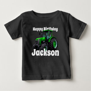 Cool Green Tractor Birthday Baby T-Shirt