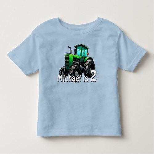 Cool Green Tractor With Age Toddler T_shirt