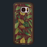 Cool Green Tropical Leafs Pattern G8 Wood Samsung Galaxy S7 Case<br><div class="desc">Cool modern green tones tropical leafs pattern over deep purple background.</div>