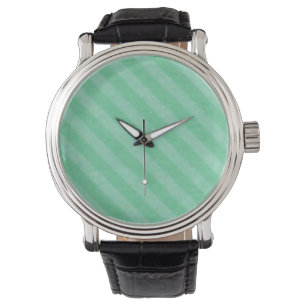 Cool Green Twill Stripes Chevron Watch