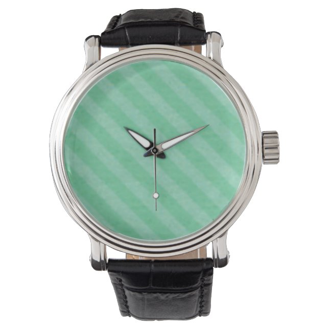 Cool Green Twill Stripes Chevron Watch (Front)