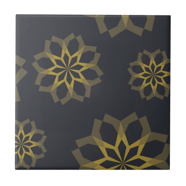 Cool, green, unique, modern trendy flower abstract ceramic tile (Front)