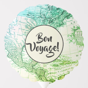 Cool Green Vintage Map of North America Bon Voyage Balloon