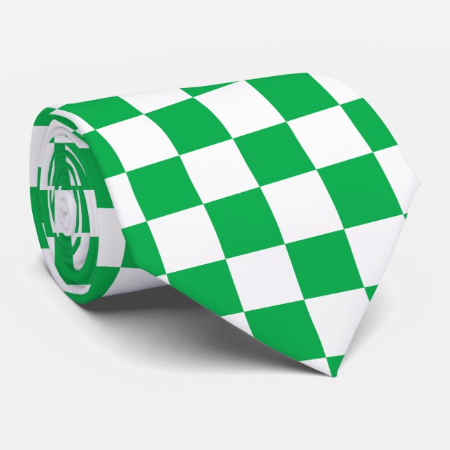cool green white check pattern  neck tie (Rolled)