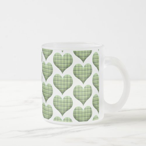 Cool Green White Hearts StPatricks Day Holiday Frosted Glass Coffee Mug