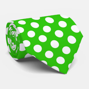 cool green white polka dot tiled pattern neck tie