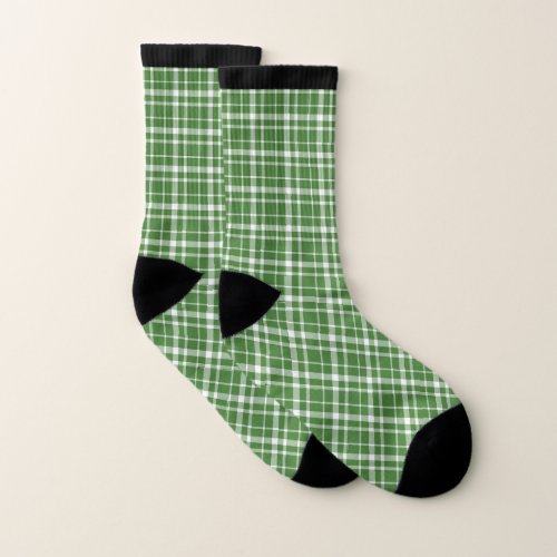 Cool Green White Tartan Scottish StPatricks Day Socks