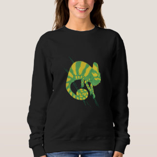 Cool green yellow chameleon Old World lizards cham Sweatshirt