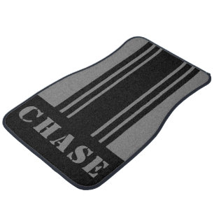 Cool Grey & Black Stripes Set of Custom Car Mats