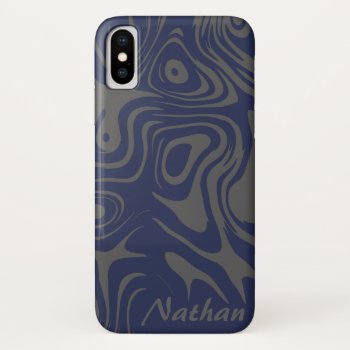 Cool Grey Blue Abstract Liquid Pattern Custom Iphone Xs Case by LouiseBDesigns at Zazzle