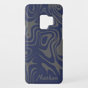 Cool Grey Blue Abstract Liquid Pattern Custom Case-mate Samsung Galaxy S9 Case by LouiseBDesigns at Zazzle